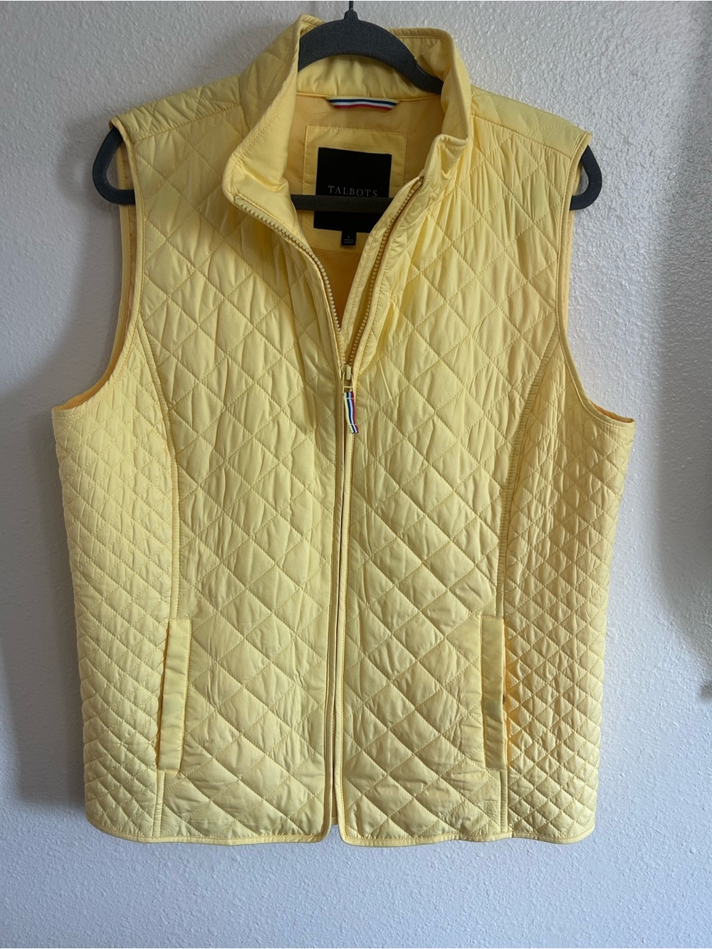 Talbots Quilted Vest Butter Yellow Womens Size L